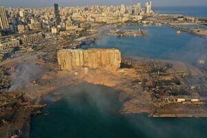 تصویر جدید از محل انفجار شدید در بندر بیروت