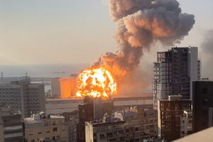 فیلم/ لحظه انفجار بیروت از نگاه دوربین مداربسته